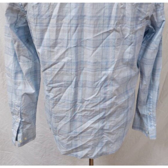 Calvin Klein Mens Medium Blue Plaid Liquid Cotton Long Sleeve Button-up Shirt - Picture 10 of 11